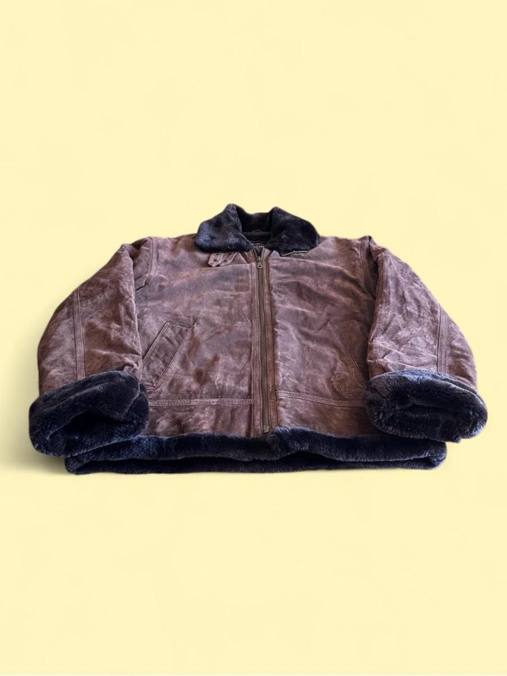 Vintage The Connection Brown B-2 Suede Flight Jacket Men’s Size L